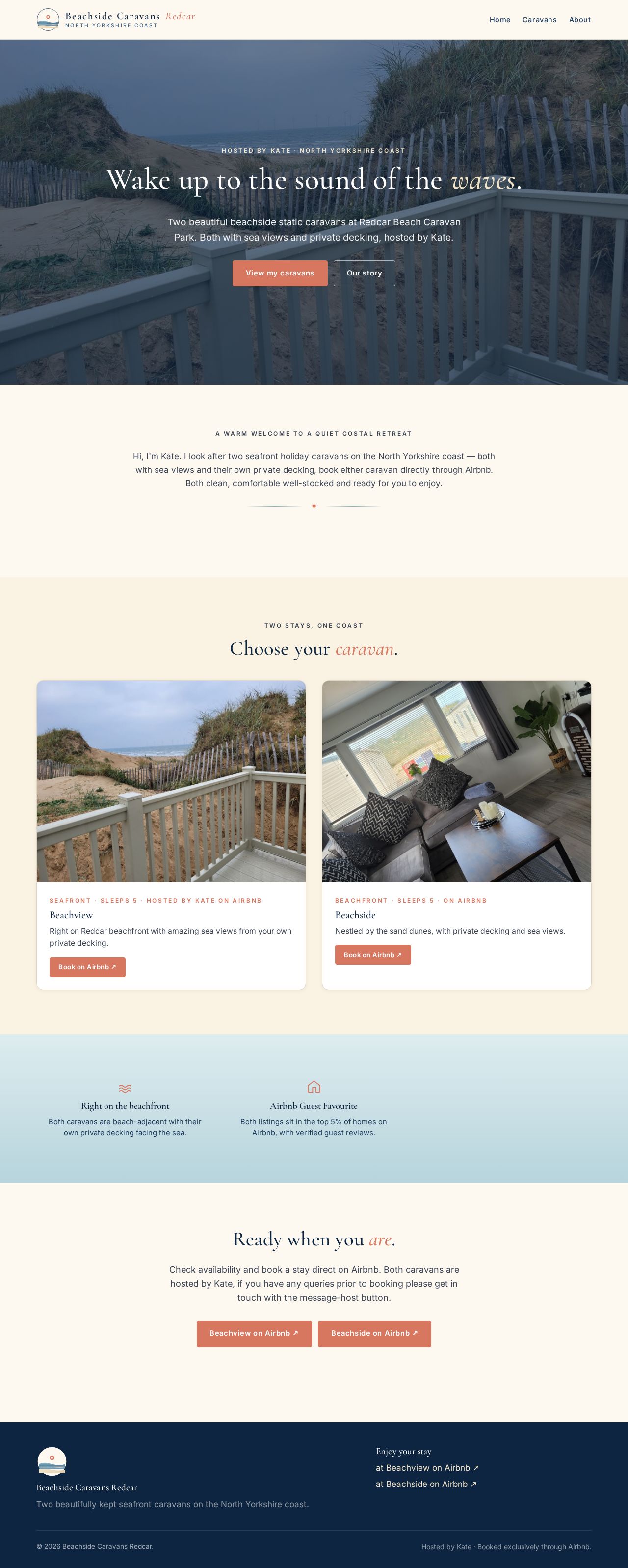 Beachside Caravans Redcar homepage