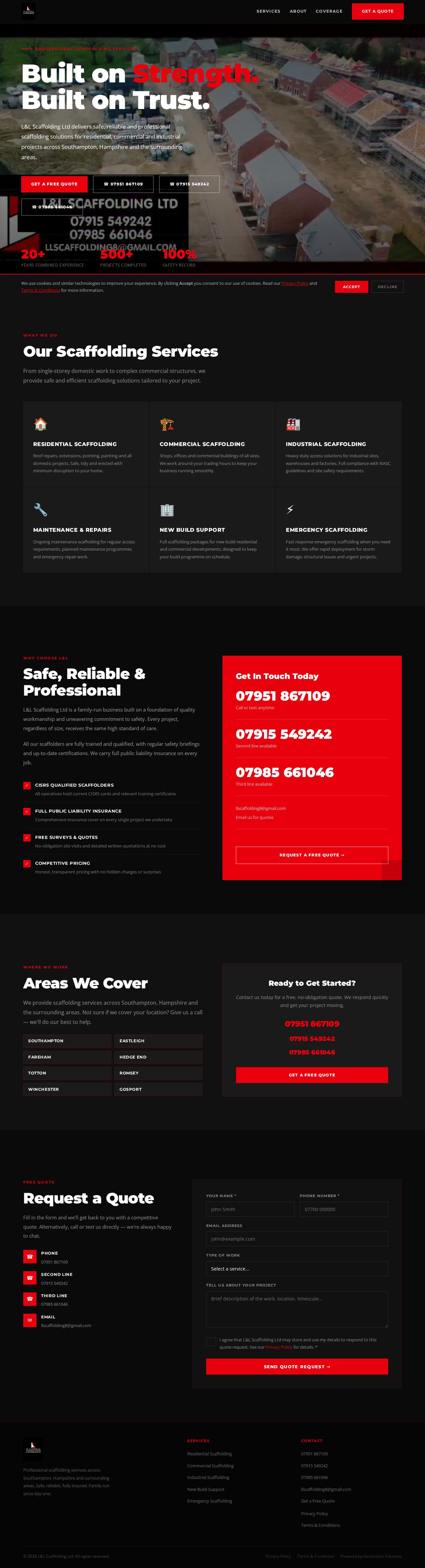 L&L Scaffolding homepage