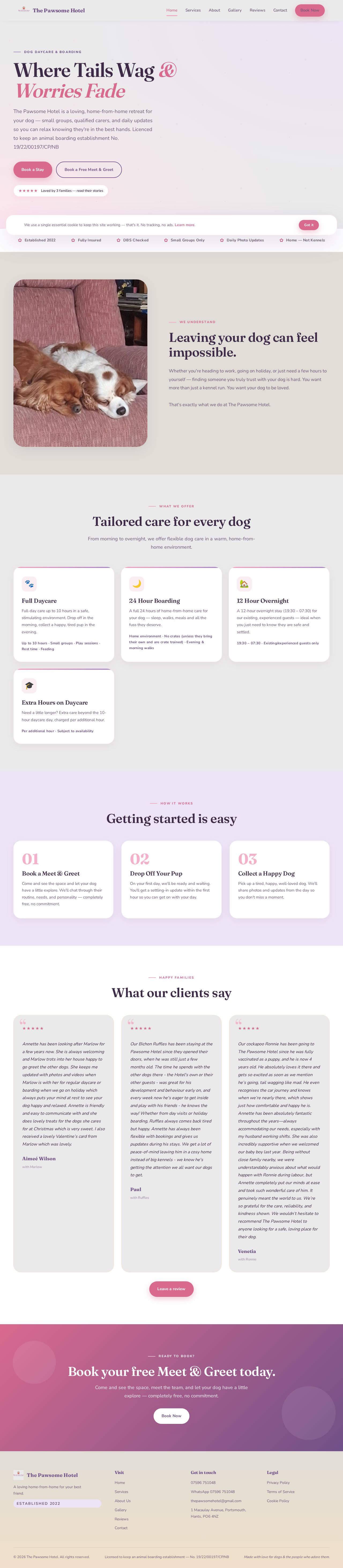 The Pawsome Hotel homepage