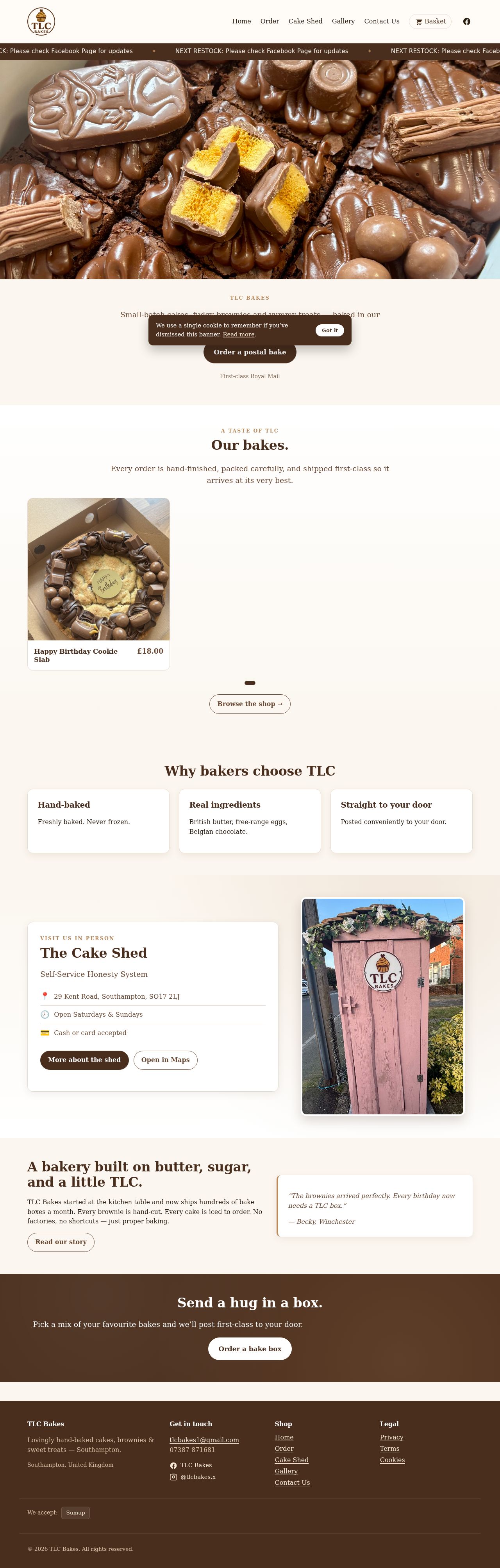 TLC Bakes homepage