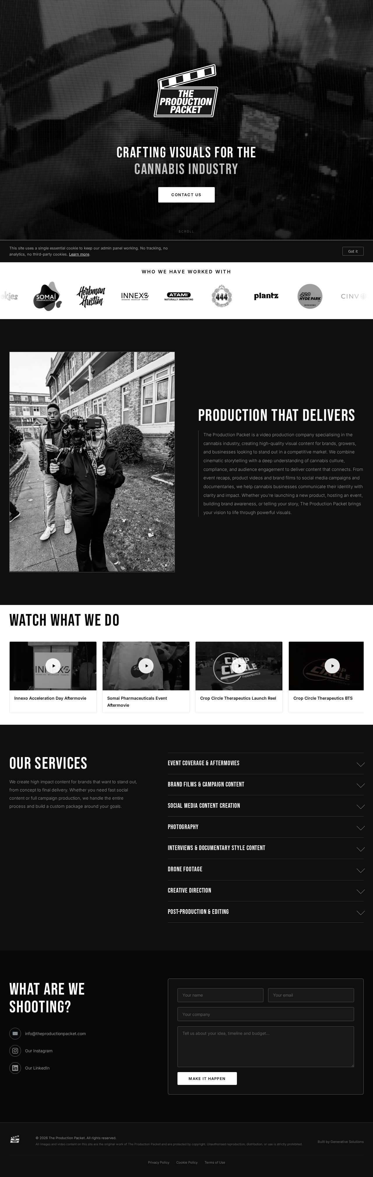 The Production Packet homepage