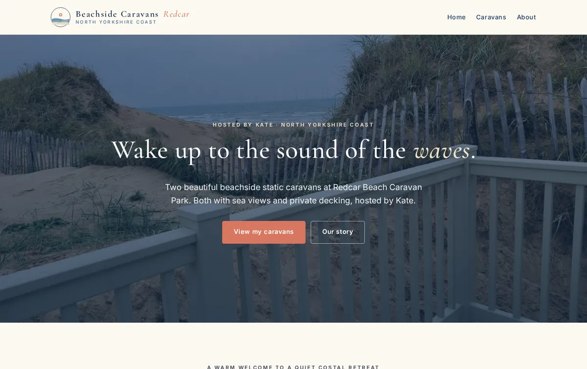 Beachside Caravans website