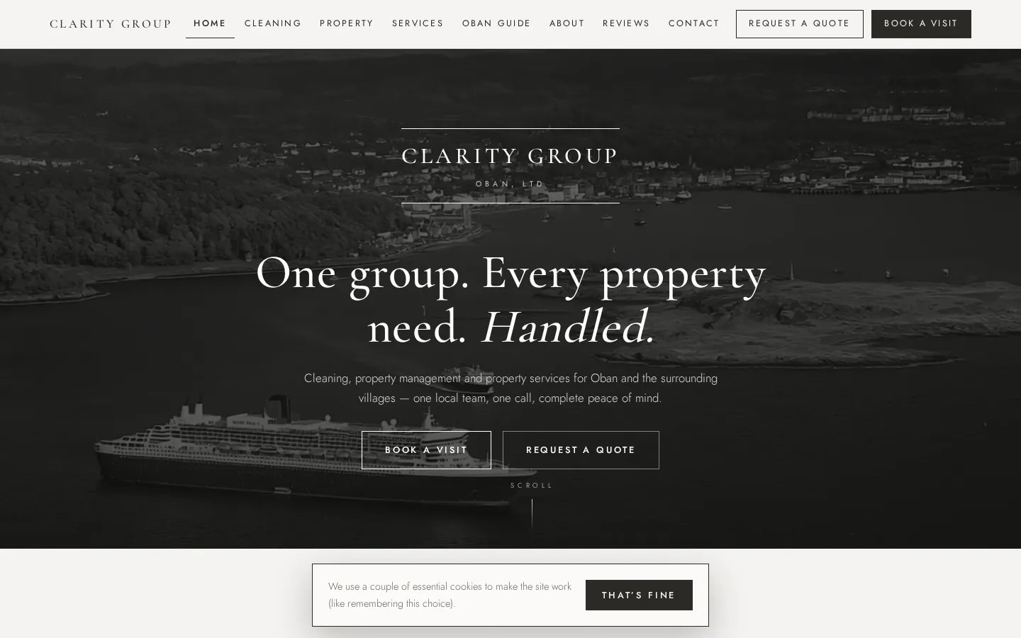 Screenshot of the Clarity Group Oban website